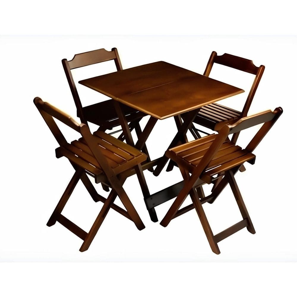 Conjunto Mesa Dobrável 70x70 Cm Com4 Cadeiras Imbuia
