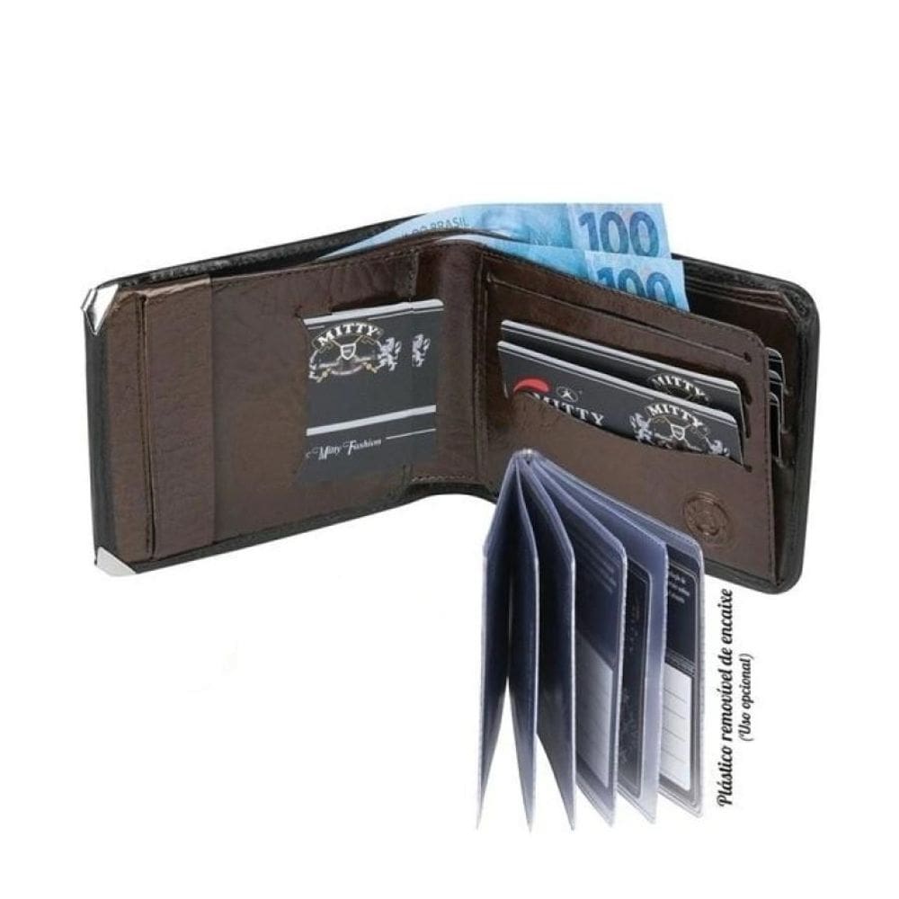 Carteira Masculina Couro Mitty M2 Porta Cheques Cantoneira