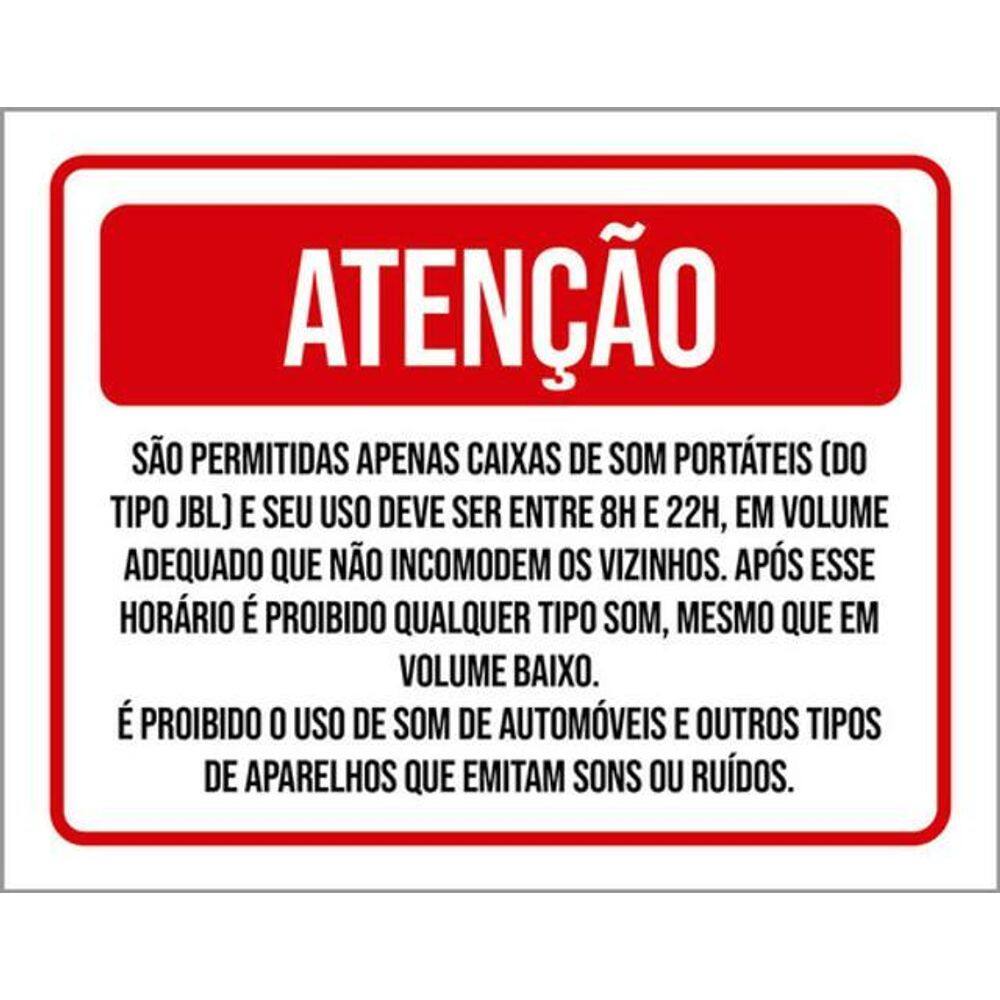 Kit 3 Placas Permitido Caixas Som Portáteis 36X46