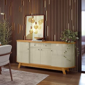 Buffet para Sala de Estar Monaco Traz Sofisticação e Funcionalidade À Sala de Estar. Cumaru/opala
