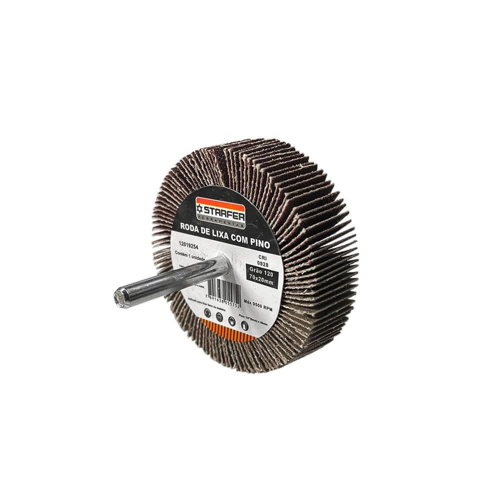 Roda De Lixa Rotativa Disco 70X20 Mm Com Pino Grão 120