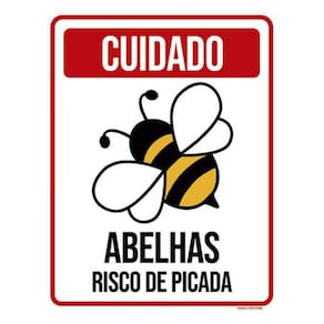 Kit 3 Placas Cuidado Abelhas Risco Picada 36X46