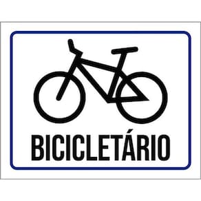 Kit 3 Placas Bicicletário Azul Desenho 36X46
