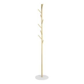 Cabideiro Dourado 8 Hastes Com Base Em Mármore 170X32X32Cm