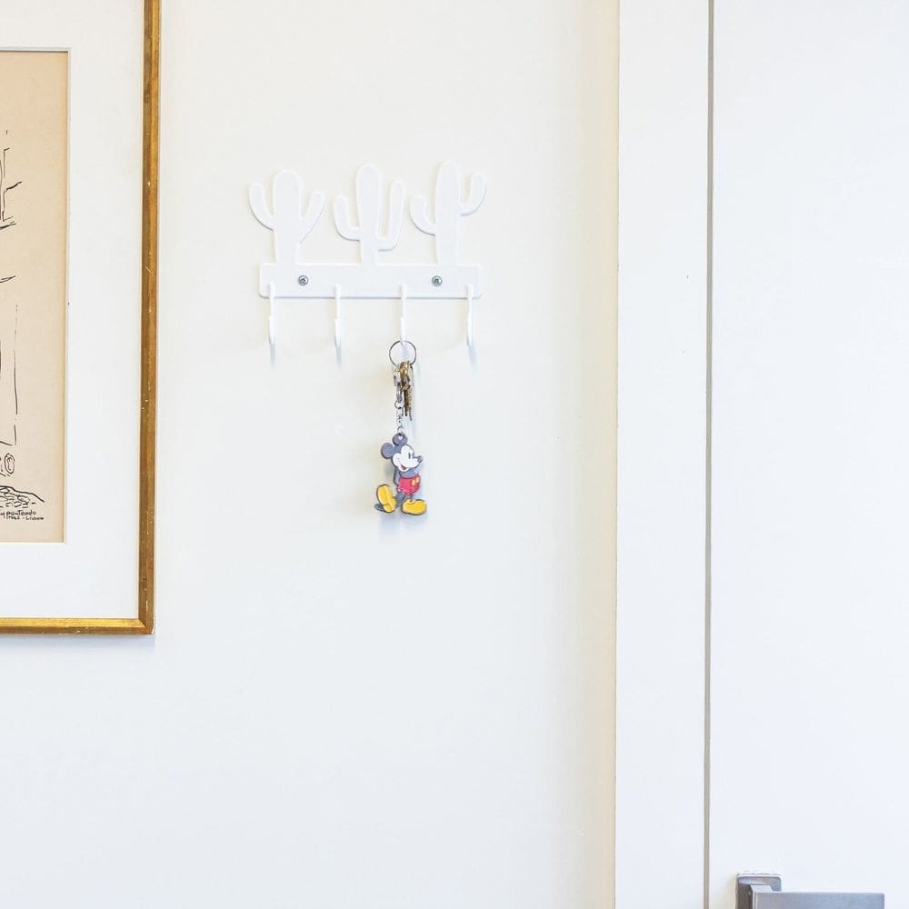 Gancho de Parede Aramado Cacto para Pendurar Xícaras Branco