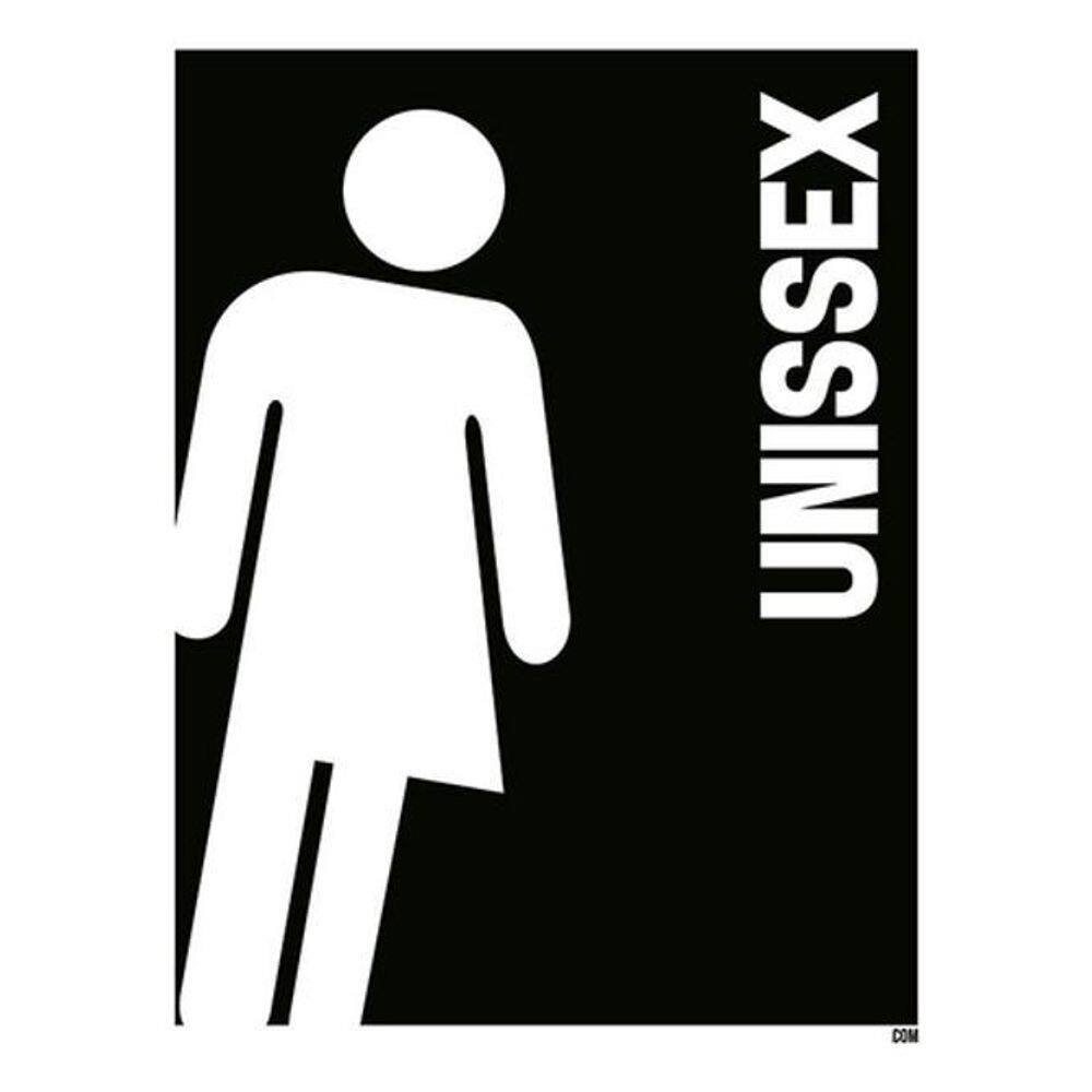 Placa Sinalização - Banheiro Unissex Ícone Preto 36X46
