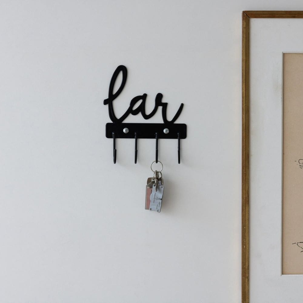 Gancho de Parede Aramado Lar para Pendurar Xícaras Preto