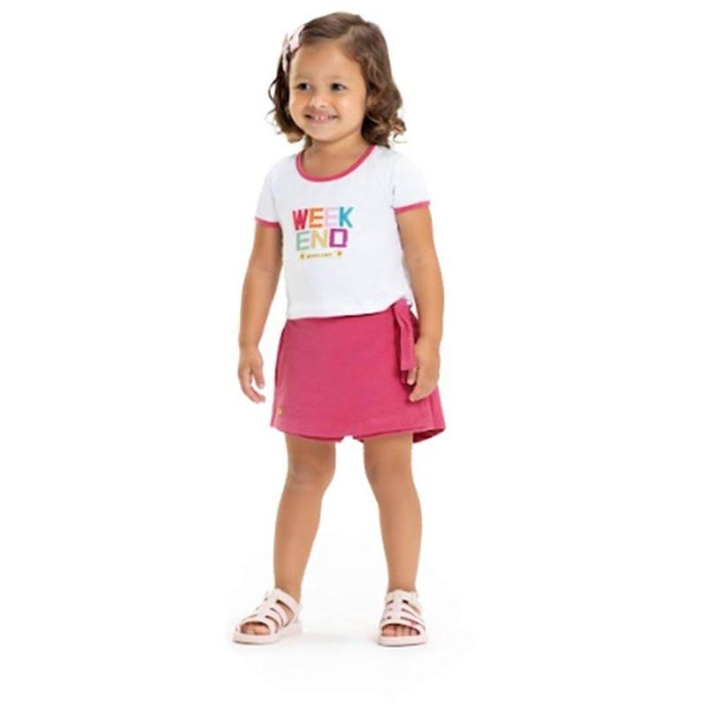 Conjunto de blusa meia manga com shorts saia Have Fun