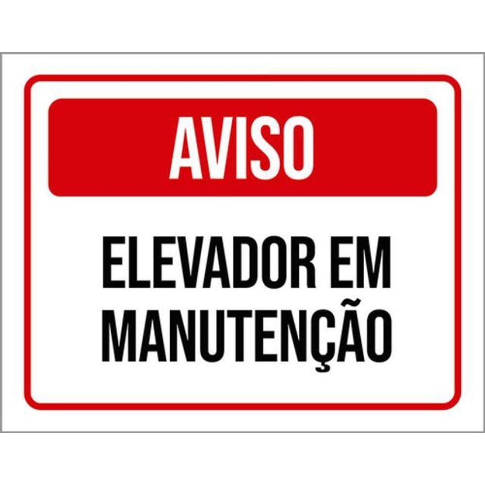 Kit 10 Placas De Aviso Elevador Em Manutenção 36X46