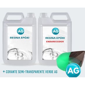 Resinas Epóxi 1Kg + Corante Semi-Transparente Verde Ag Alta