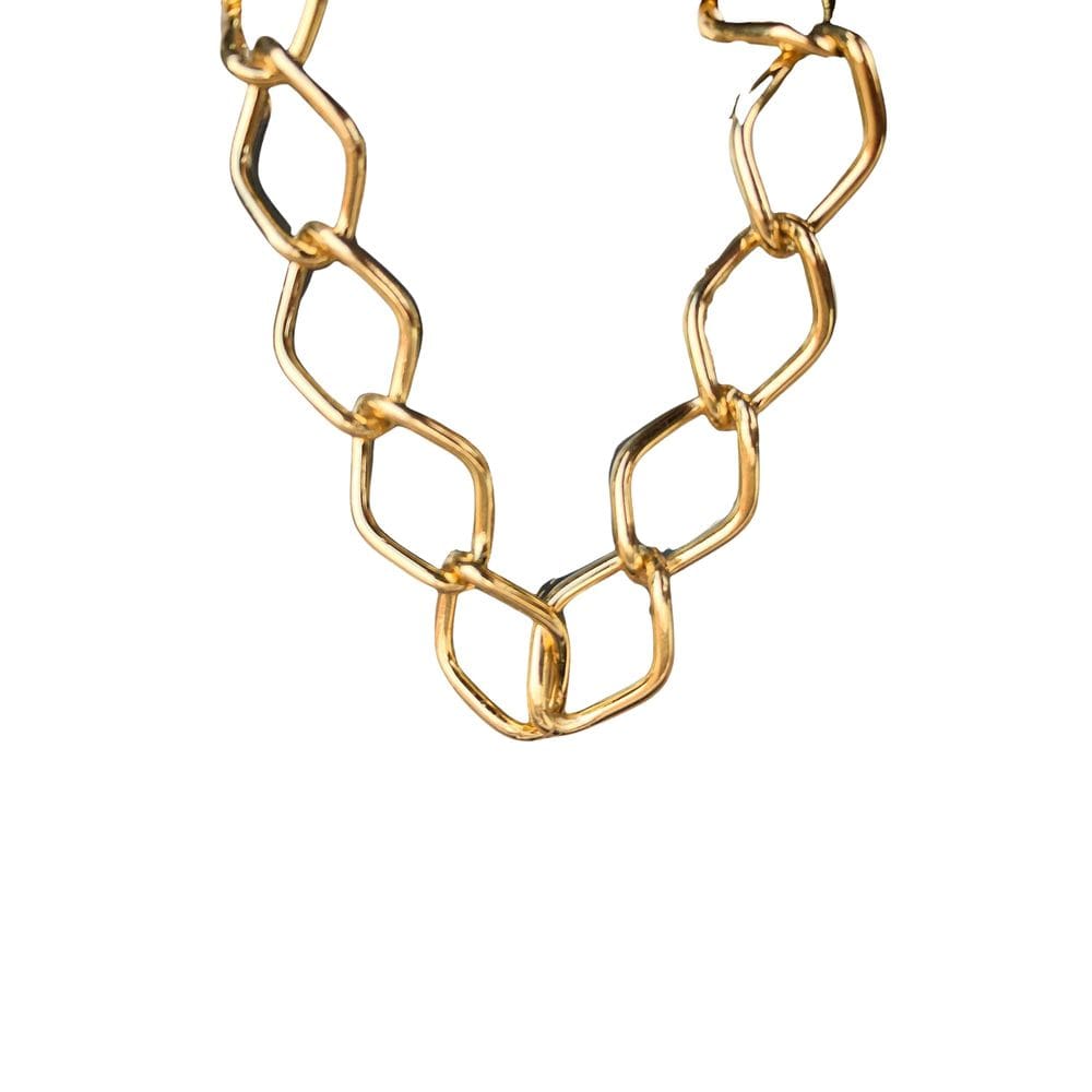 Pulseira Elo Losango Com Fecho Boia Folheado Em Ouro 18K