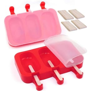 Kit 10 Formas para Picolé Silicone 500 Palitos E Tampa