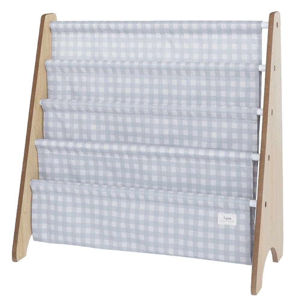 Rack Em Material Reciclado Livros Xadrez Azul - 3 Sprouts