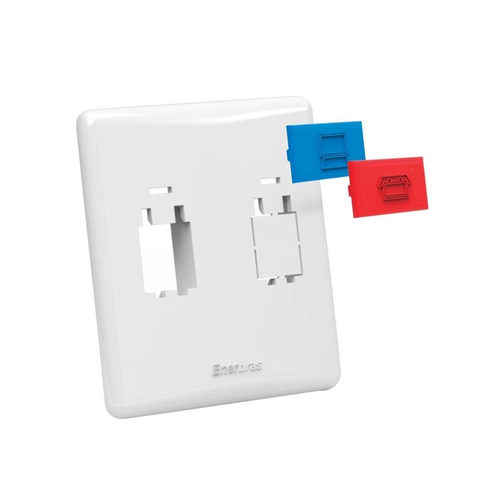 Placa Para Conector Keystone Enerbras 2 Furos Caixa 3 X 3