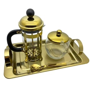 Conjunto Para Café Dourado 3 Peças Fineza