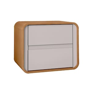 Mesa de Cabeceira 2 Gavetas Loop Amendoa Clean/Off White -  Lopas