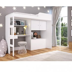 Cama Infantil Alta Multifuncional Baú Lion Art in Moveis