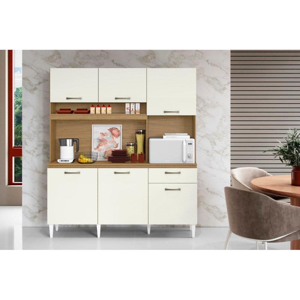 Armário Cozinha Compacta Siena 6 Portas 1 Gaveta Atacama Off White - Aramóveis