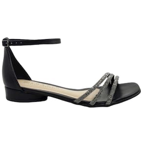 Sandália Feminina Casual Dia a Dia com Strass Salto Baixo Calcanhar Fechado Ramarim 2423208