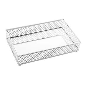 Bandeja Espelhada Retangular Em Metal Barcelona 21x13cm Lyor Dourado