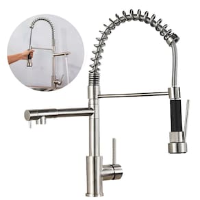 Torneira Gourmet De Cozinha Monocomando Aço Inox 2 Saídas Prata Brinovar
