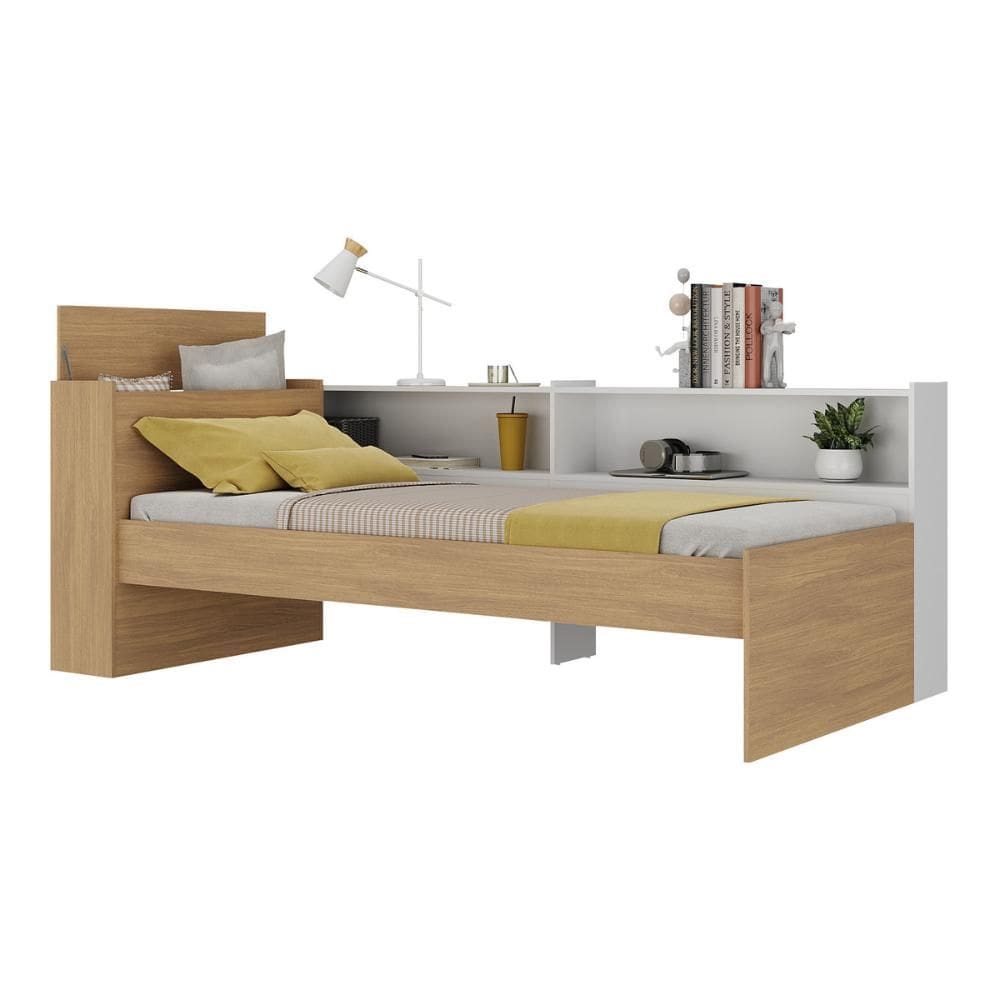 Cama de Solteiro com Colchão Incluso Baú Embutido e Prateleira Multimóveis MP4260
