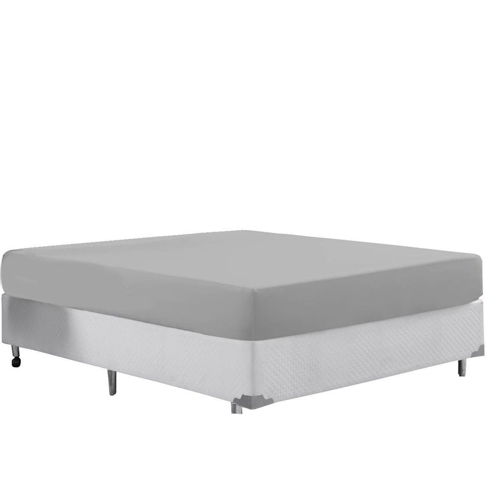 Lençol Cinza Avulso Micropercal 400 Fios Casal Queen Hotel