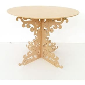 Mesa Redonda Arabesco Provençal MDF Cru 60x60x80 cm