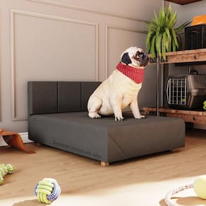 Cama Box Pet Dog Porte Grande 80cm Cinza - Madeira Maciça