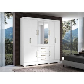 Roupeiro Nápole 8 Portas 4 Gavetas Gavetas Branco - Aramóveis