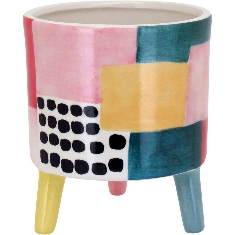 Cachepô Cerâmica 15x13x13cm Colorido Decorativo Planta Vaso