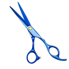 Tesoura De Corte Cabeleireiro Barbeiro 6 P Fio Navalha Azul