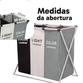 Cesto de Roupa Suja Organizador Lavanderia 3 em 1