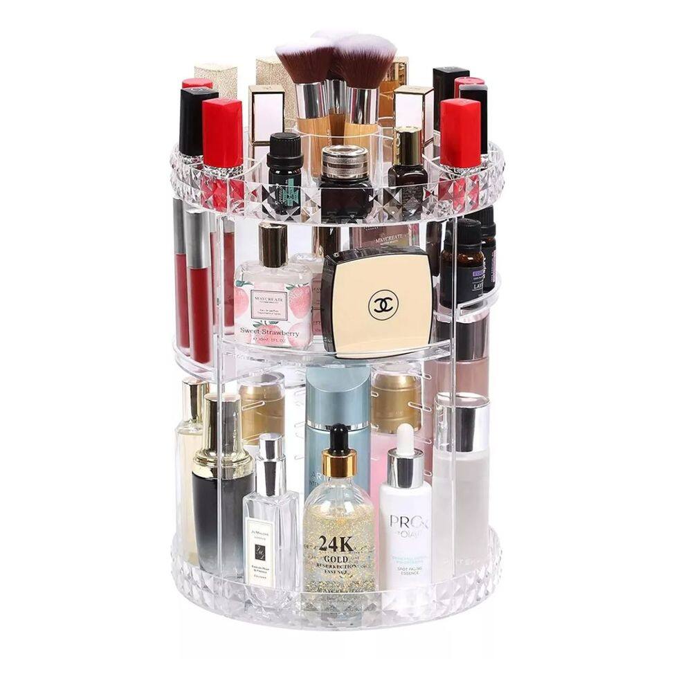 Suporte Giratório em Acrílico para Organização de Maquiagem