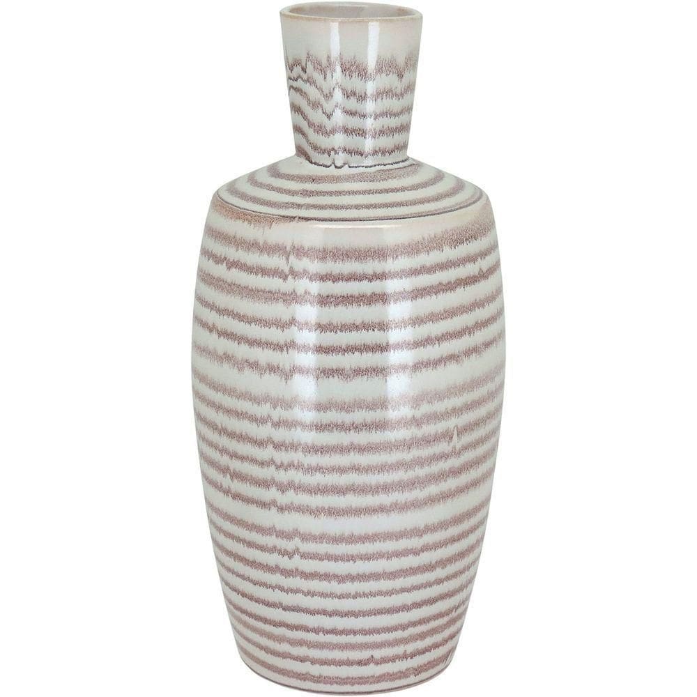 Vaso Decorativo Enfeite Casa Cerâmica 37x17x17cm Creme