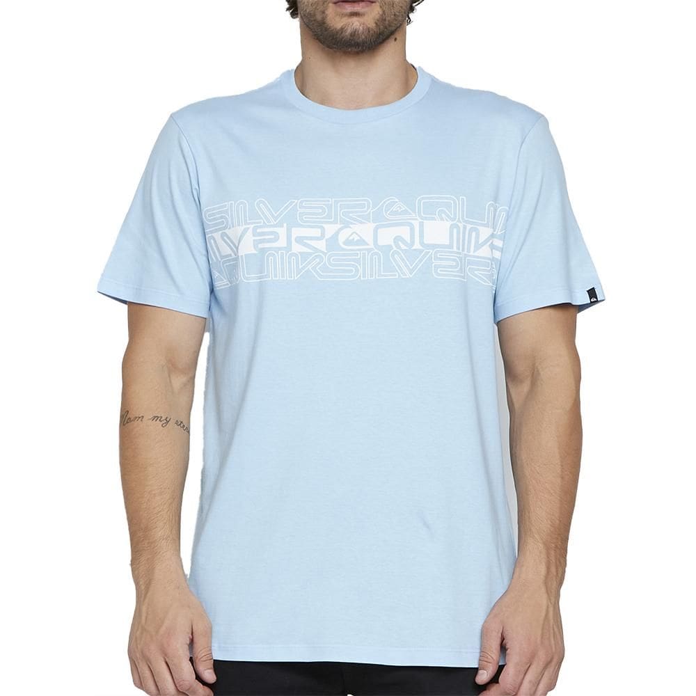 Camiseta Quiksilver Word Block SM25 Masculina Azul Claro