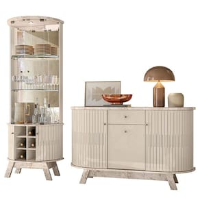 Aparador para Sala Buffet Monza e Cristaleira Marina Calacata Off White – Madetec