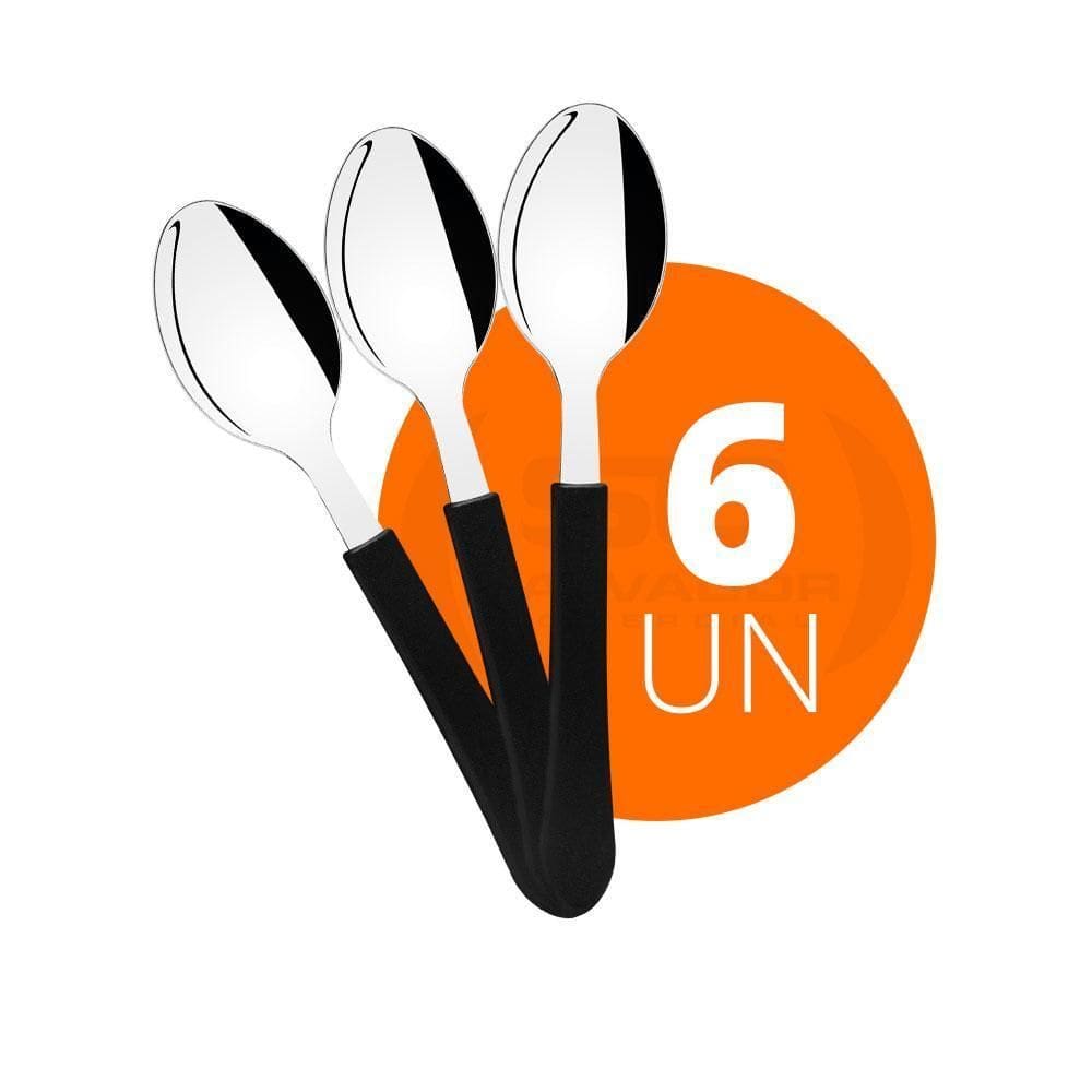 Kit - 6 Colheres De Sobremesa Leme Preto Cspbag - Tramontina