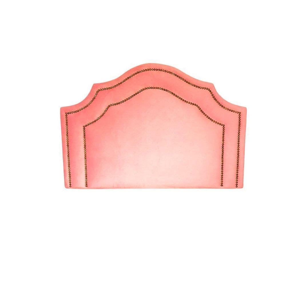 Cabeceira Provençal Luxo Dupla Tacha Veludo Rosa Solteiro