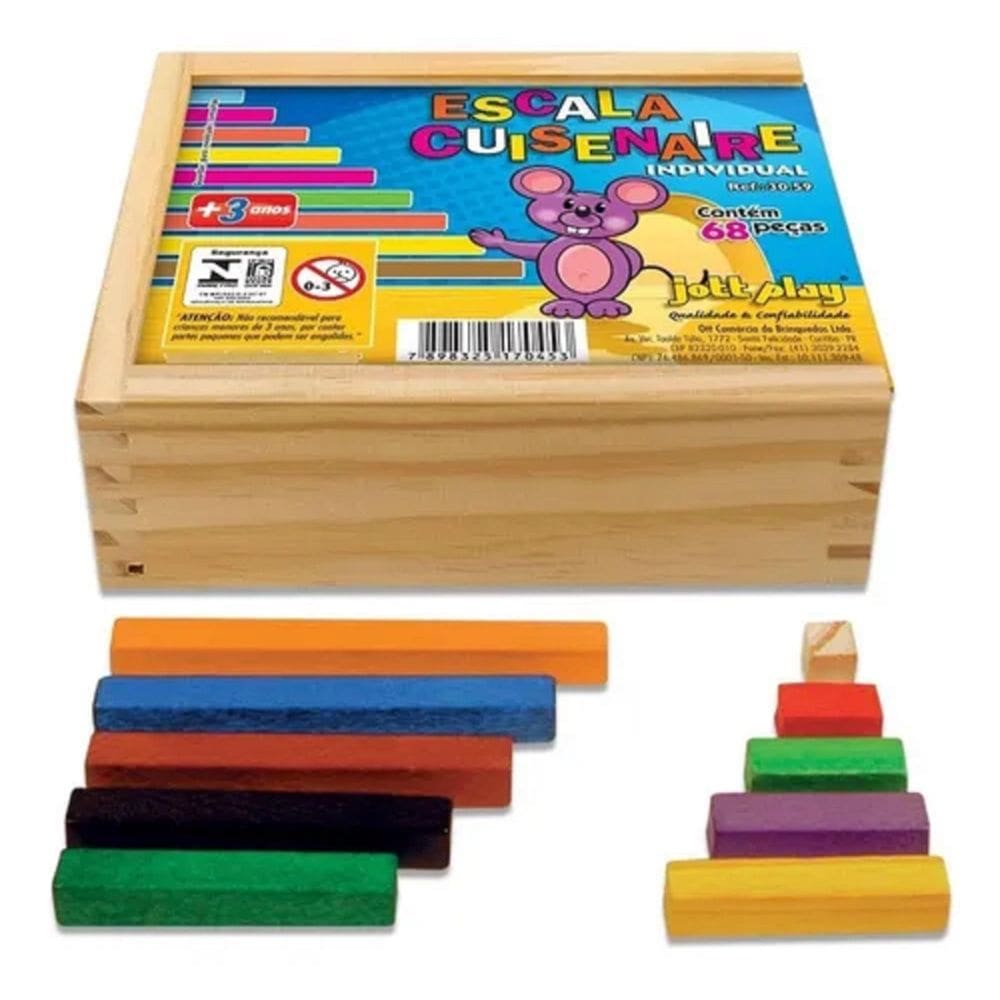 Escala Cuisenaire Individual 68 Peças Em Madeira