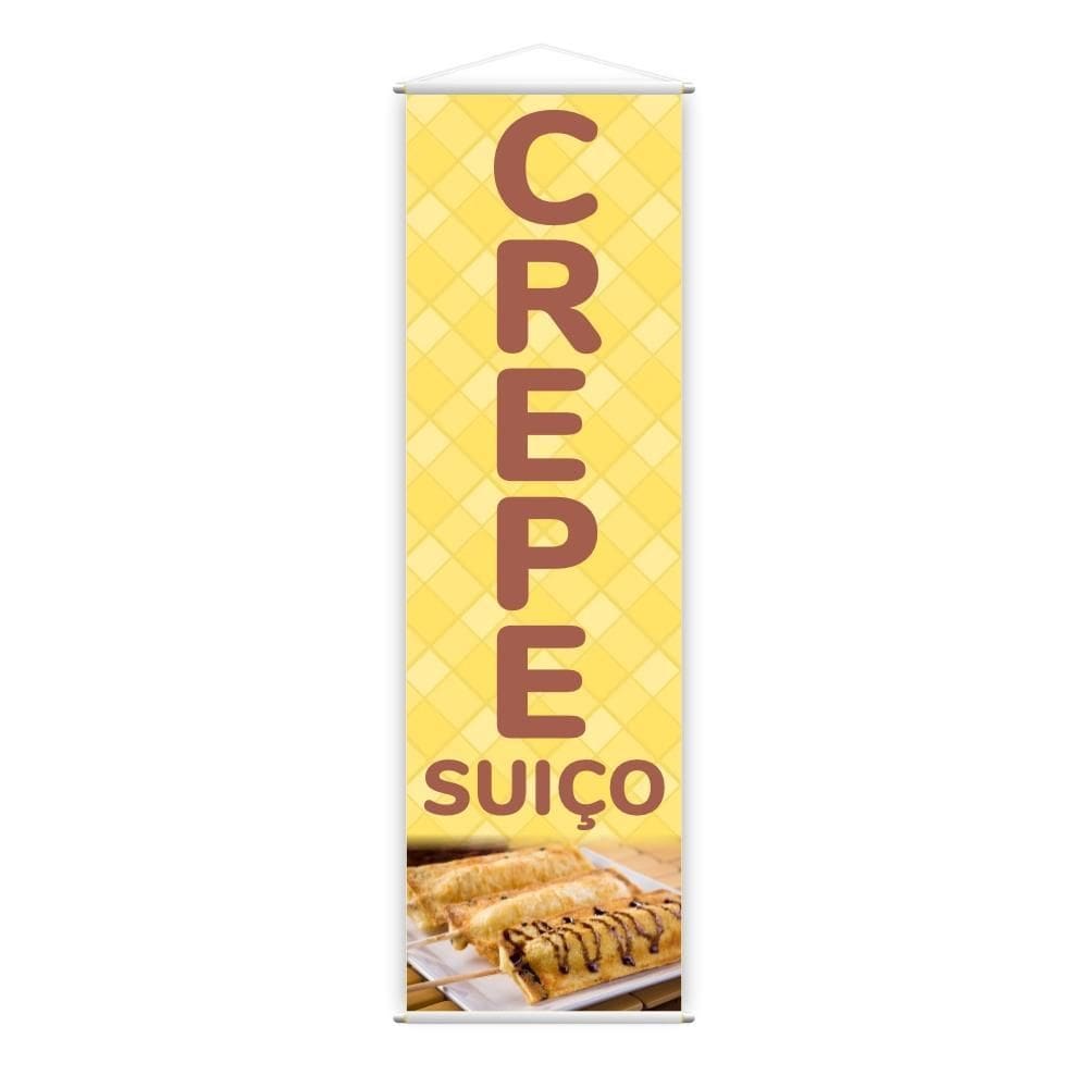 Banner Temos Crepe Suíço Fundo Amarelo Comida Lona 100X30Cm