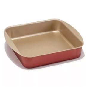 Forma Assadeira Quadrada Antiaderente Teflon Cereja com Bege 31x27cm (Bolos e Alimentos Não Grudam)