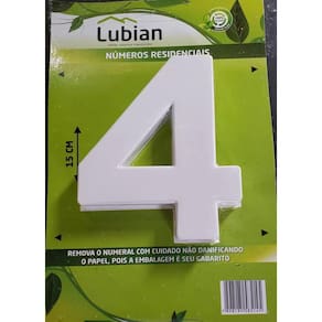 Numeral Quatro De Plástico Alta Resistência 10Cm Abs Branco