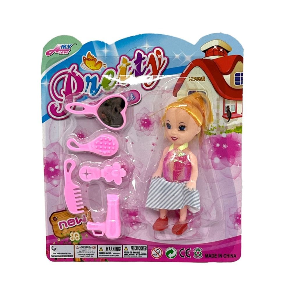 Mini Boneca c Vestidinho e Utensílios de Beleza - 24 Unidd