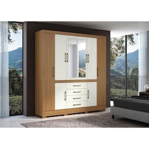 Roupeiro Nápole 8 Portas 4 Gavetas Gavetas Atacama Off White - Aramóveis