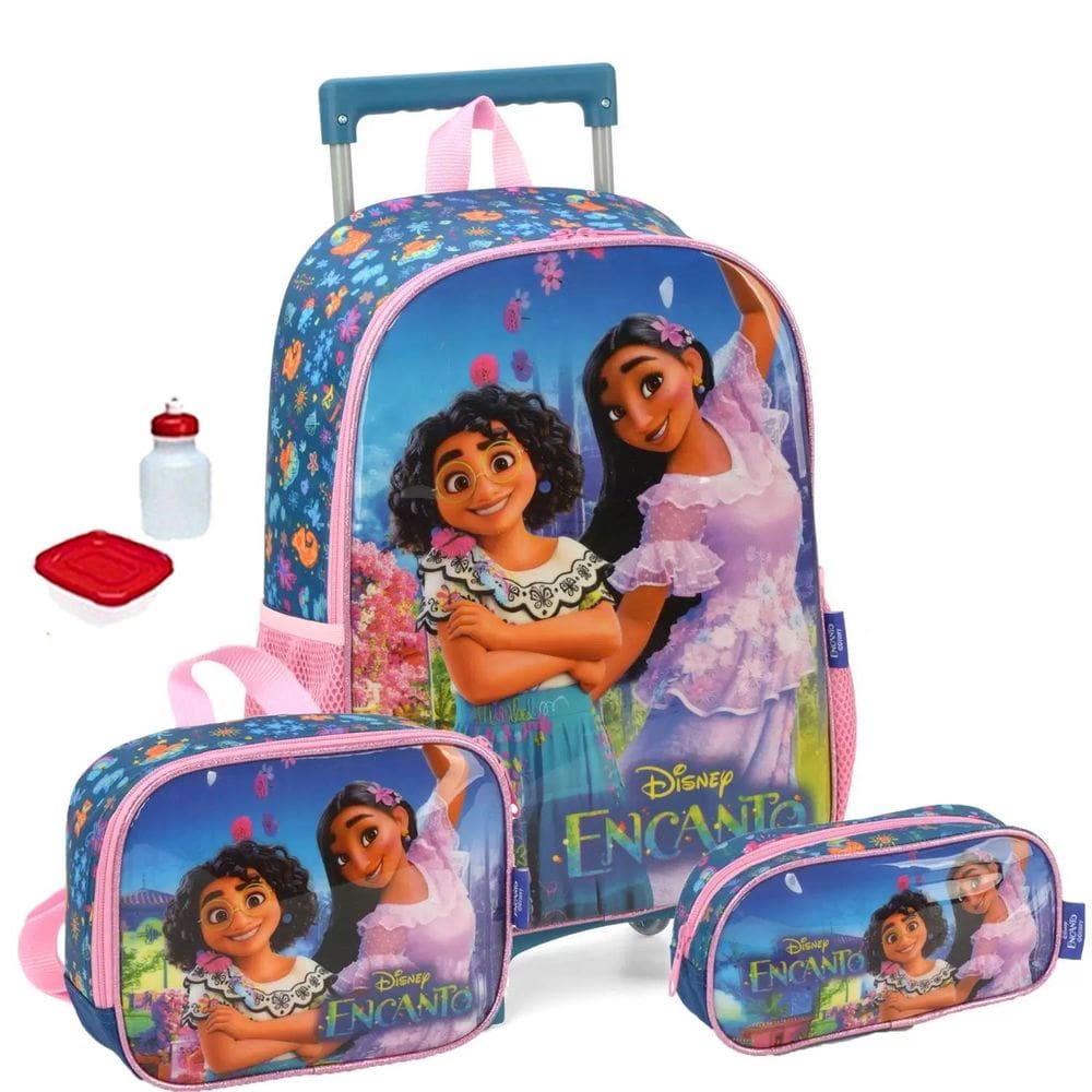 Kit Mochila Infantil Disney Encanto Rodinhas Tam G Lancheira