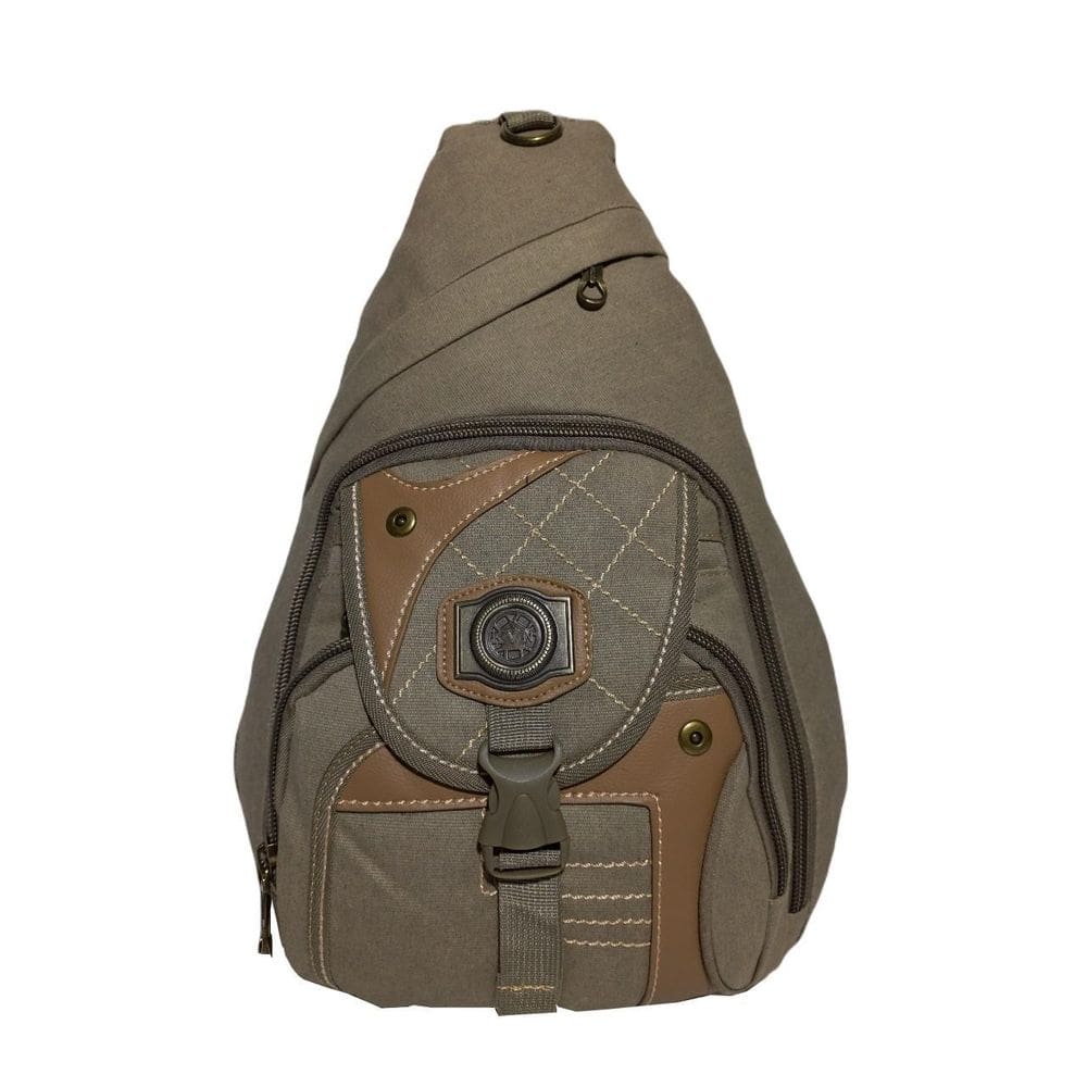 Mochila Transversal Lona Reforçada Kvn 201351 Bege