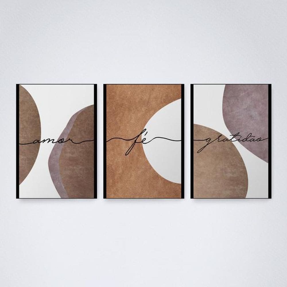 Quadro Decorativo Amor Fé e Gratidão V8 - 30x20cm
