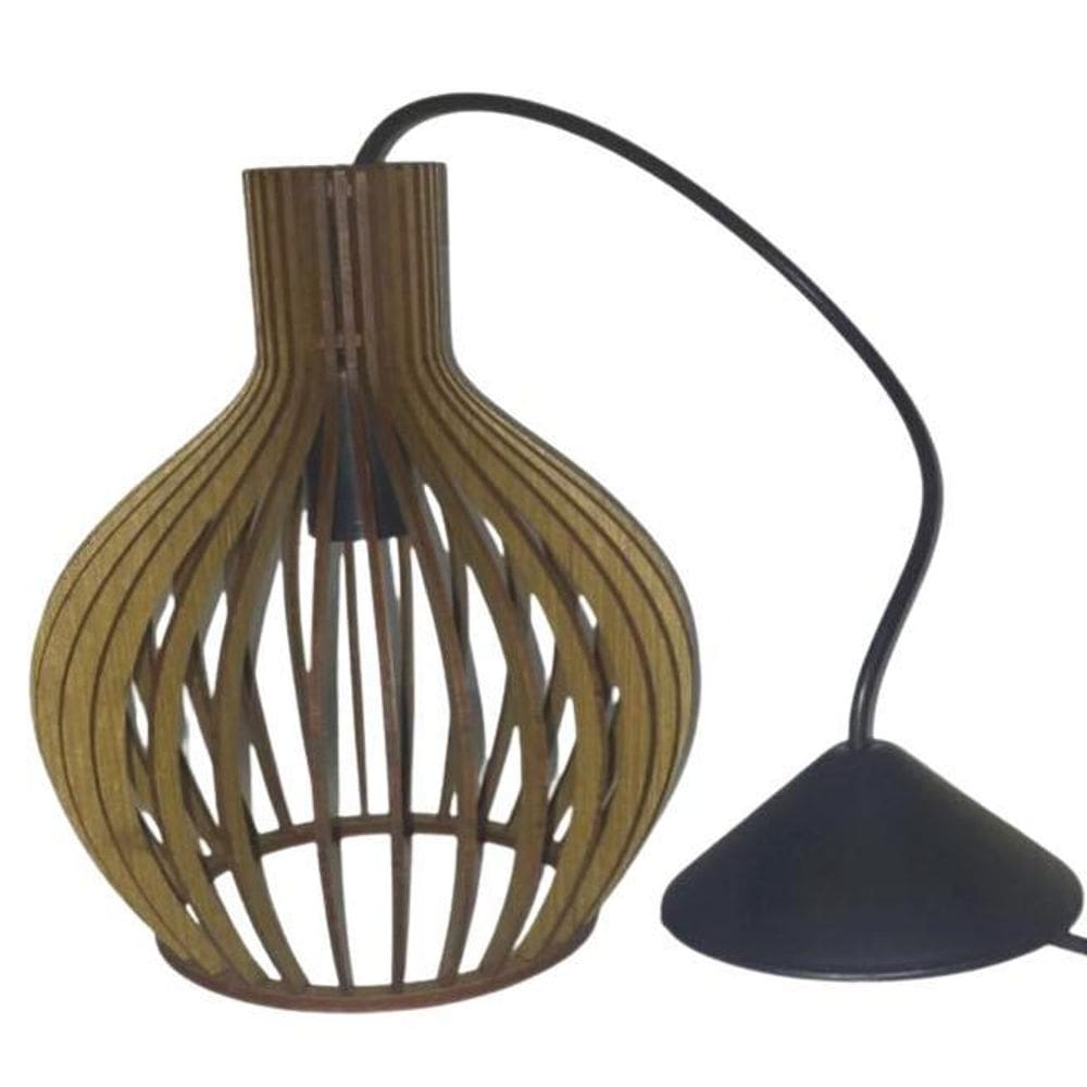 Luminária Lustre Pendente Madeira 25X61Cm