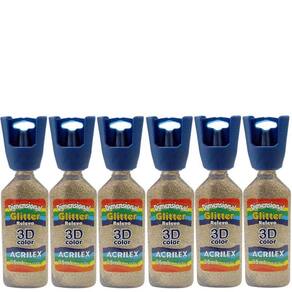 Box Kit 6 Dimensional Glitter 3D Acrilex 35Ml - Escolha Cor